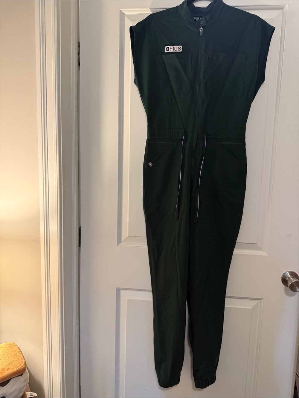 FIGS Dark Green Utility Jumpsuit with Drawcord Waist